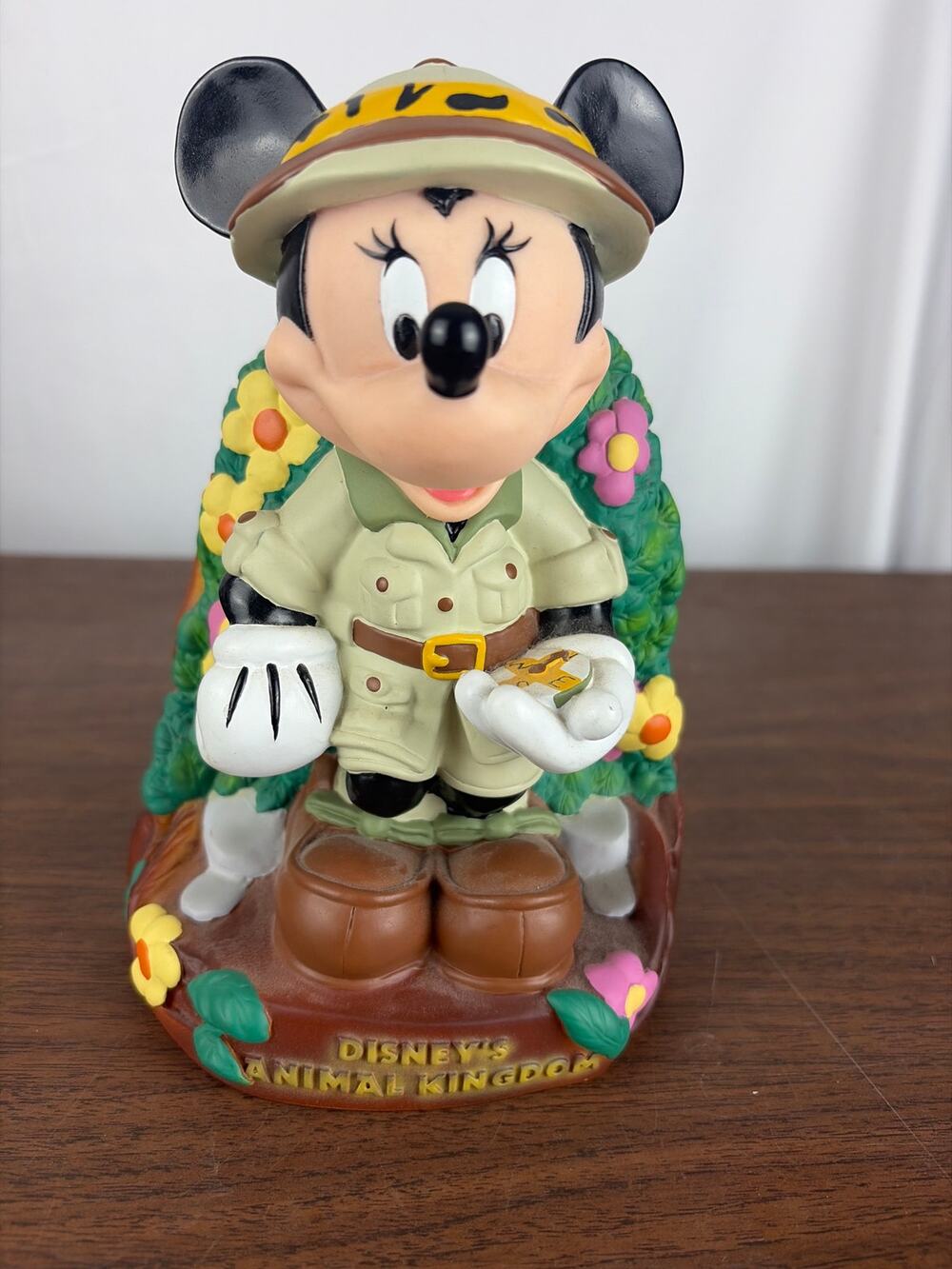 Vintage Disney Animal Kingdom Minnie Mouse Safari Piggy Bank Coin Storage Decor